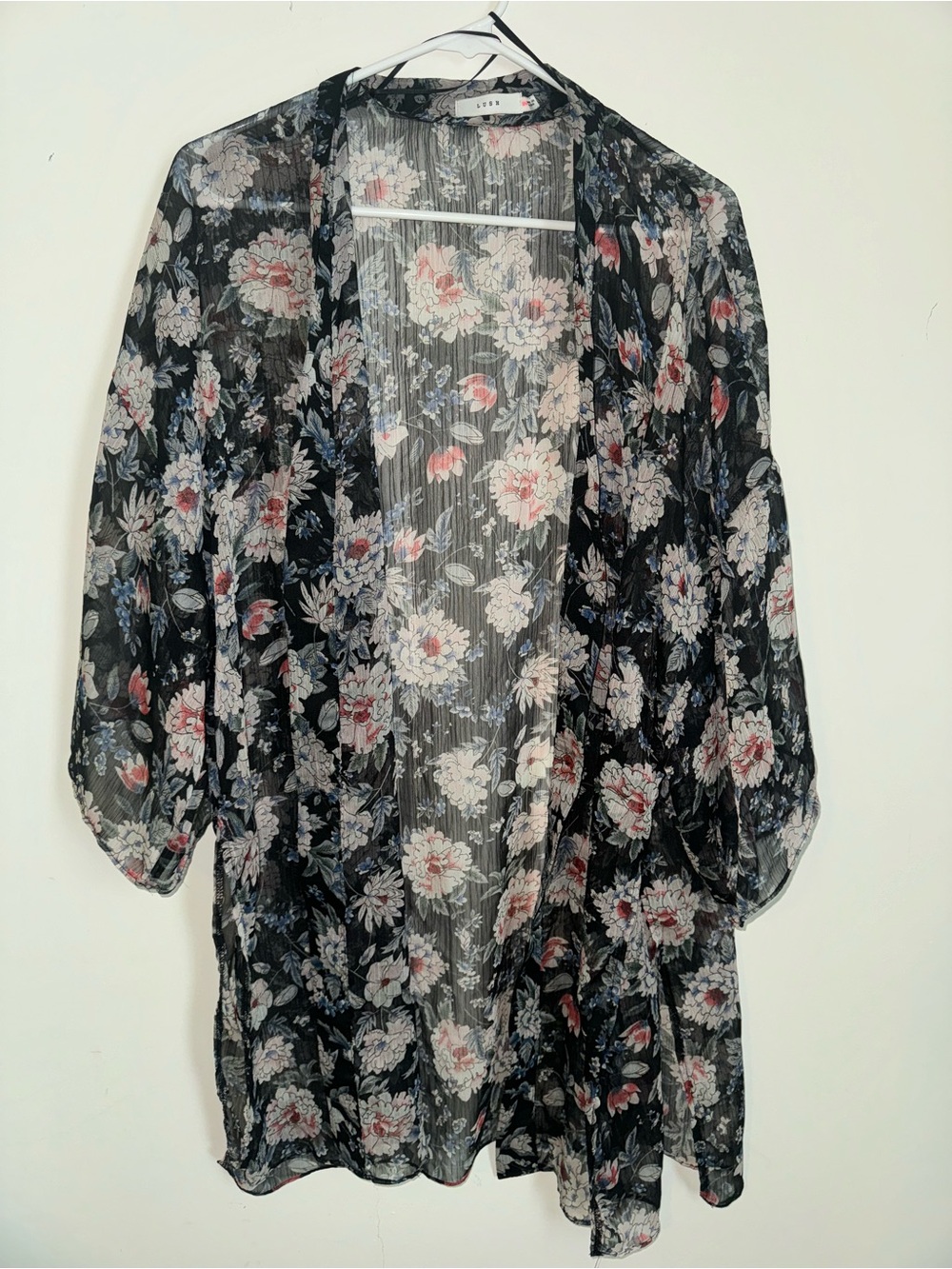 Lush Black Floral Cardigan
